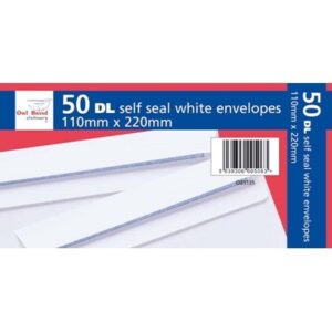 ENVELOPES  DL WHITE SELF SEAL BOX 20