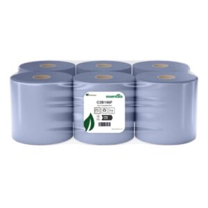 ESSENTIALS CENTREFEED ROLL BLUE 150M PK6