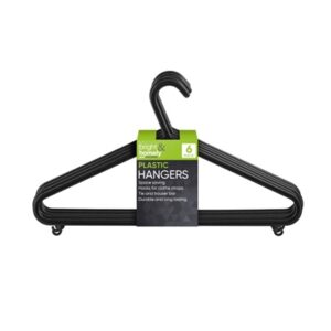 BRIGHT & HOMELY HANGERS PLASTIC BLACK 6 PACK