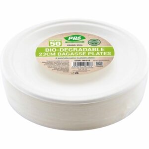 PPS BAGASSE WHITE 50 PLATES 23CM