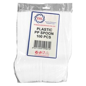 THL SPOON PLASTIC REUSABLE WHITE 100PCS
