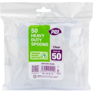 PPS HEAVY DUTY SPOONS CLEAR  CUTLERY 50PACK
