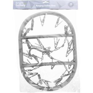 BRIGHT & HOMELY CLOTHES HANGING AIRER  PLASTIC & 20 PEGS