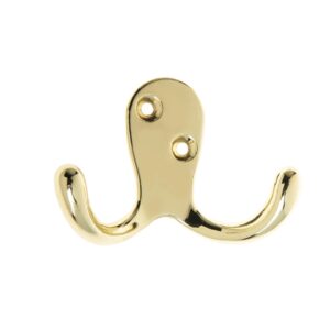 Homepride Online-Basic Double Robe Hook - Polished Brass