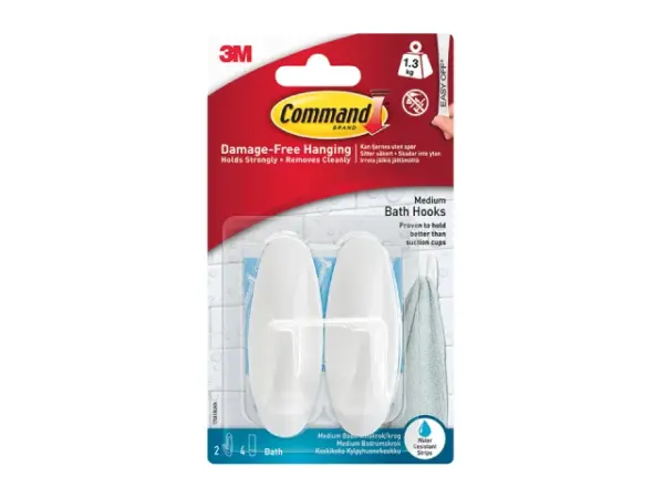 Homepride Online-3M COMMAND 1.3kg MEDIUM BATH HOOKS