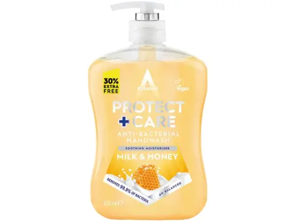 Homepride Online-Astonish Protect + Care Anti-Bacterial Handwash 600ml - Milk & Honey