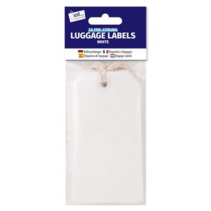 Homepride Online-JUST STAATIONERY 20 PRE-STRUNG WHITE LUGGAGE LABLES