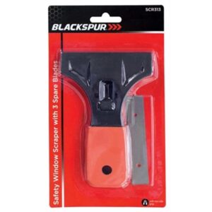 Homepride Online-BLACKSPUR SAFTY WINDOW SCRAPER WITH 3 SPARE BLADES