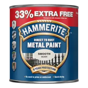 Homepride Online-Hammerrite direct to rust metal paint 33% extra free smooth silver 1L