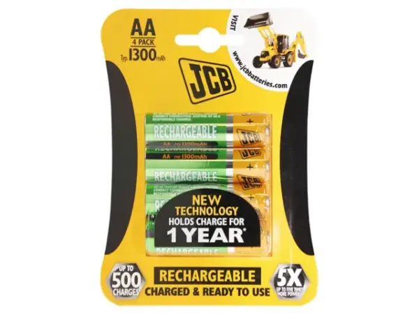 Homepride Online-JCB 4 PACK 1200mah rechargeble AA