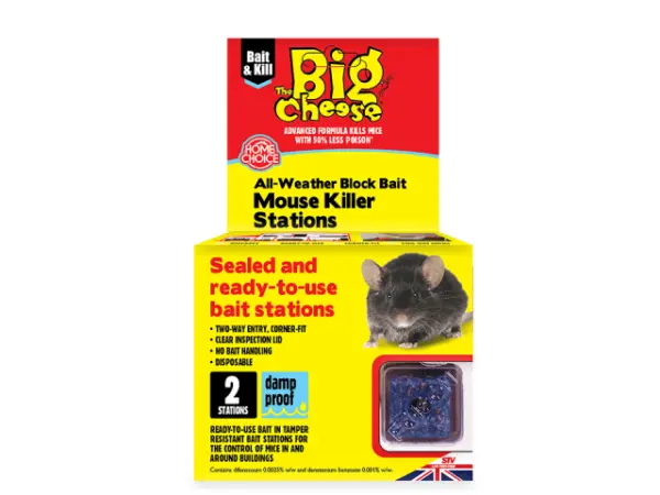 Homepride Online-BIG CHEESE ALL WEATHER BLOCK BAIT MOUSE KILLER STATIONS 2 PACK