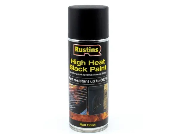 Homepride Online-RUSTINS HIGH HEAT BLACK PAINT HEAT RESISTANT UP TO 600oc matt finish 400ml