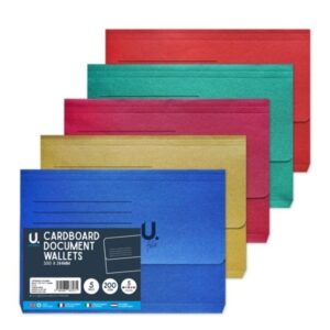 Homepride Online-U.Stationery Cardboard Document Wallets-5 pack- assorted colours